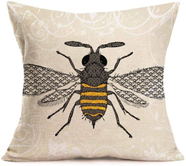Royalours Throw Pillow Covers Butterfly & Honeybee Decorative Pillow With Green Canvas French Chateau Square Pouf Ottomans (View 5 of 20)