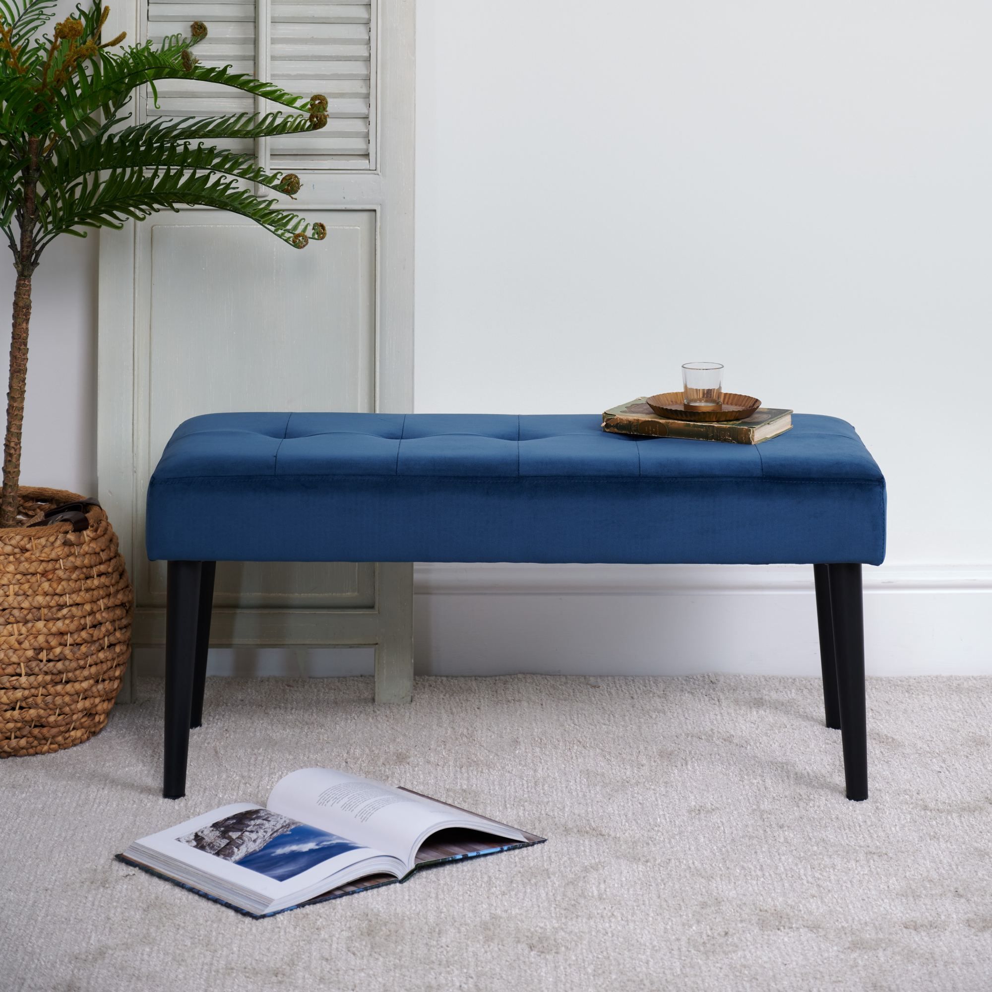 Ruby Bench – Navy Blue Velvet Bench Seat Throughout Navy Velvet Fabric Benches (View 11 of 20)
