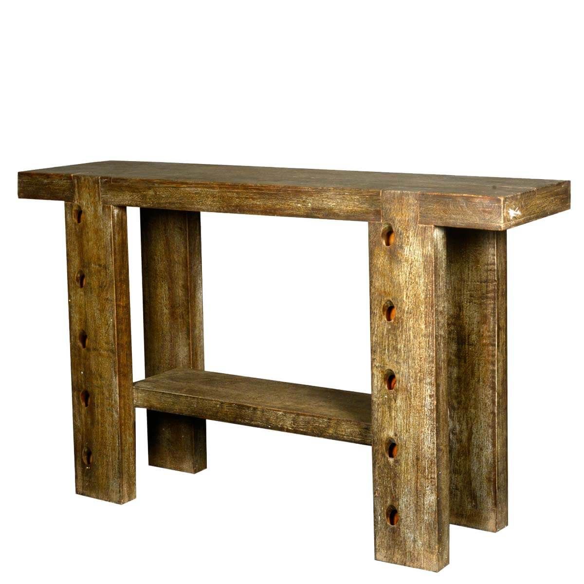 Rustic 10 Holes Reclaimed Wood Sofa Table Hall Console Regarding Barnwood Console Tables (View 16 of 20)