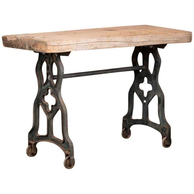 Rustic Antique Console Table With Cast Iron Legs In Rustic Espresso Wood Console Tables (View 18 of 20)