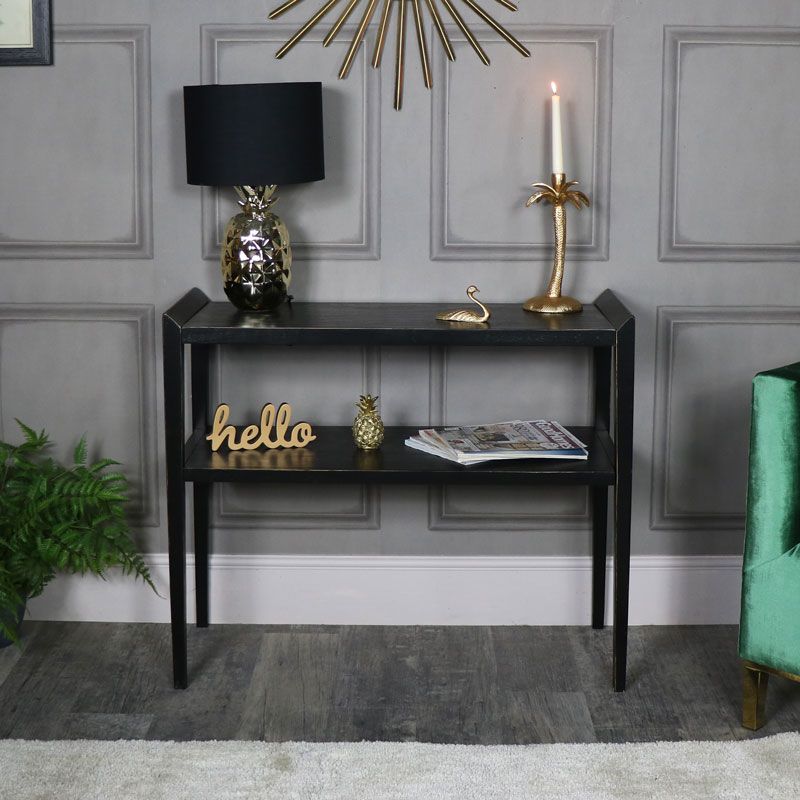 Rustic Black Wooden Console Table – Mika Range – Melody Maison® Regarding Black Wood Storage Console Tables (View 11 of 20)