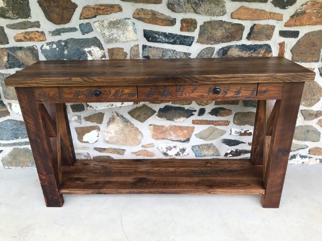 Rustic Oak Console Table | Furniture From The Barn Pertaining To Rustic Oak And Black Console Tables (View 12 of 20)