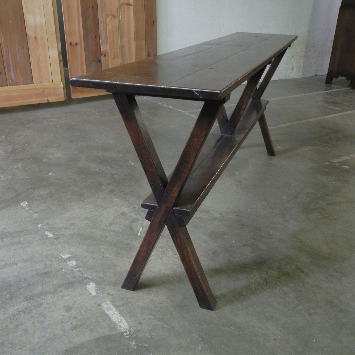 Rustic Oak Finish Sofa Table With Shelf Throughout Rustic Bronze Patina Console Tables (View 18 of 20)