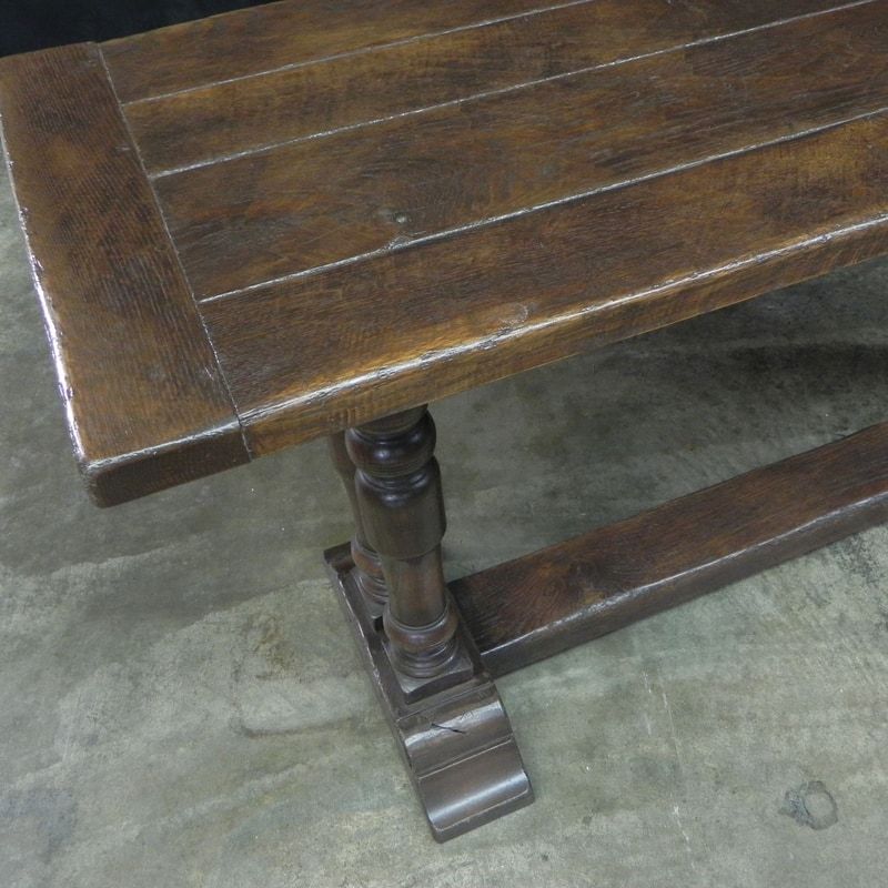 Rustic Oak Finish Turned Double Leg Sofa Table Within Rustic Bronze Patina Console Tables (View 17 of 20)