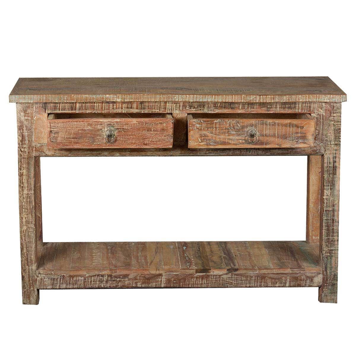 Rustic Reclaimed Wood Naturally Distressed Hall Console Table For Rustic Barnside Console Tables (View 18 of 20)