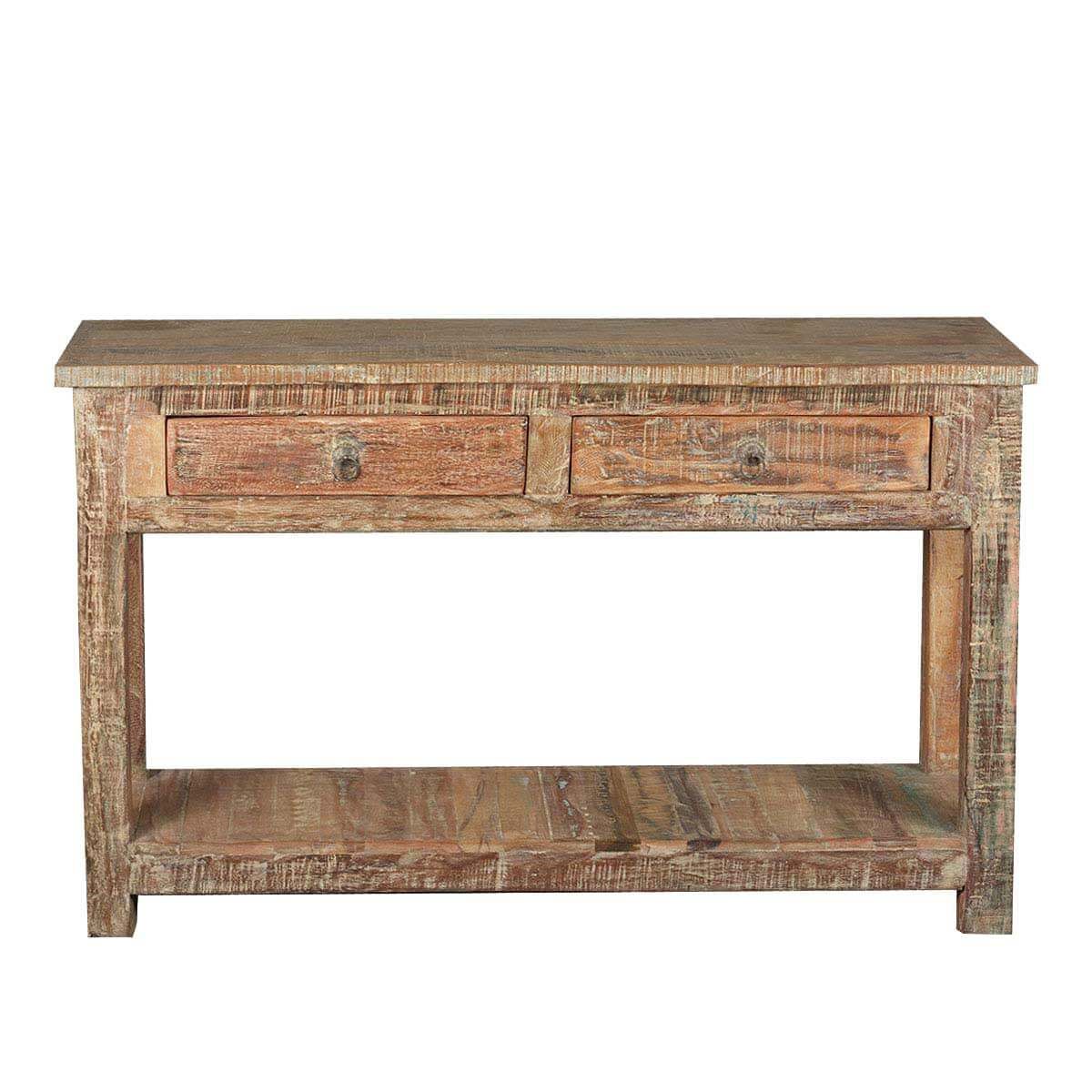 Rustic Reclaimed Wood Naturally Distressed Hall Console Table In Reclaimed Wood Console Tables (View 15 of 20)