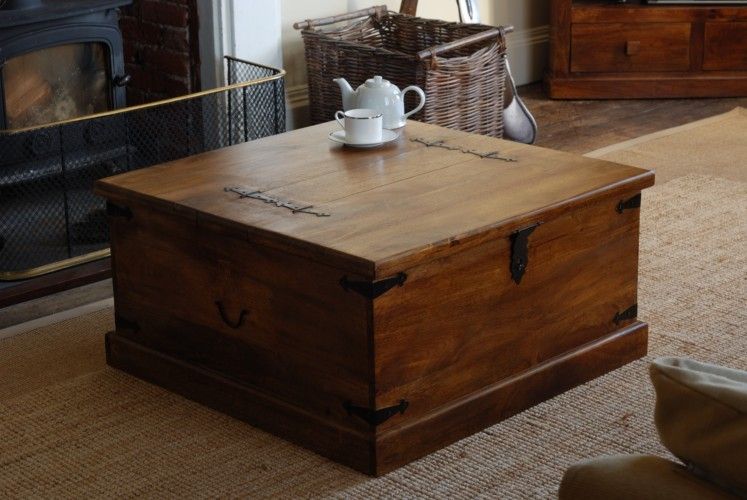 Rustic Solid Mango Wood Trunk | Coffee Table | Blanket Box | Casa Bella Inside Espresso Wood Trunk Console Tables (View 7 of 20)
