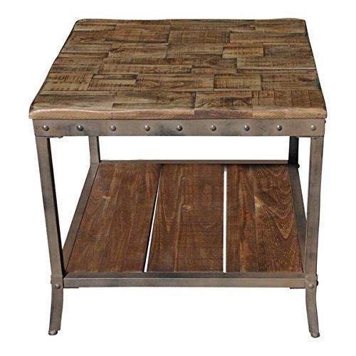 Rustic Vintage Wooden Metal Side End Sofa Table Country Industrial Within Rustic Espresso Wood Console Tables (View 15 of 20)