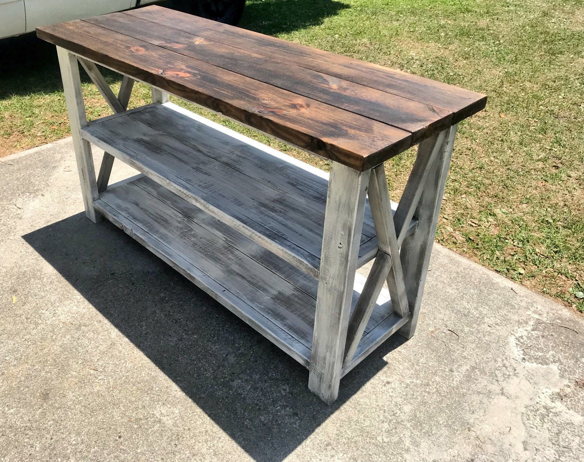 Rustic Wooden Buffet Table, Rustic Console Table, Farmhouse Buffet For Rustic Walnut Wood Console Tables (View 11 of 20)