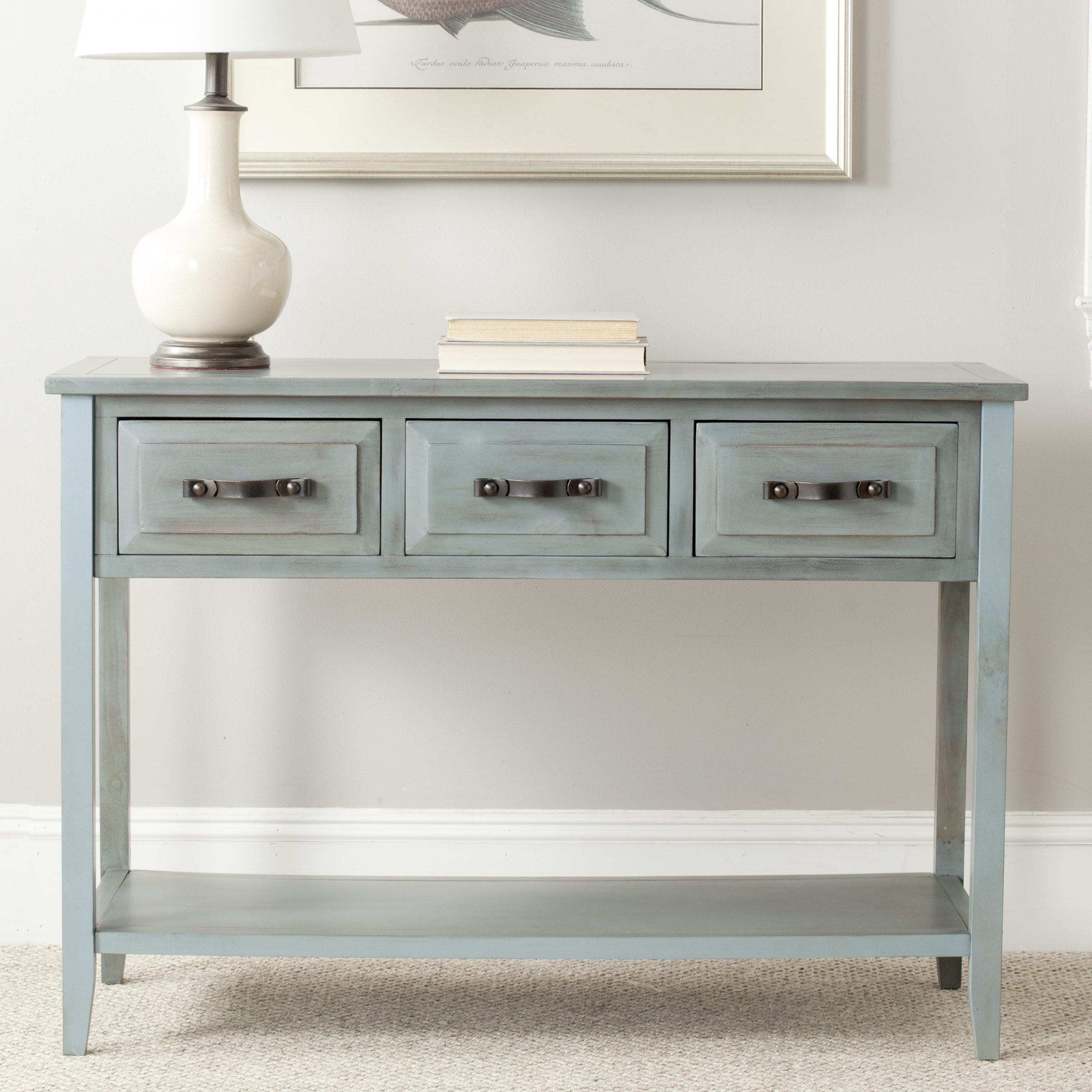 Safavieh Aiden Contemporary Rustic Console Table W/ 3 Drawers – Walmart Pertaining To Modern Console Tables (View 15 of 20)