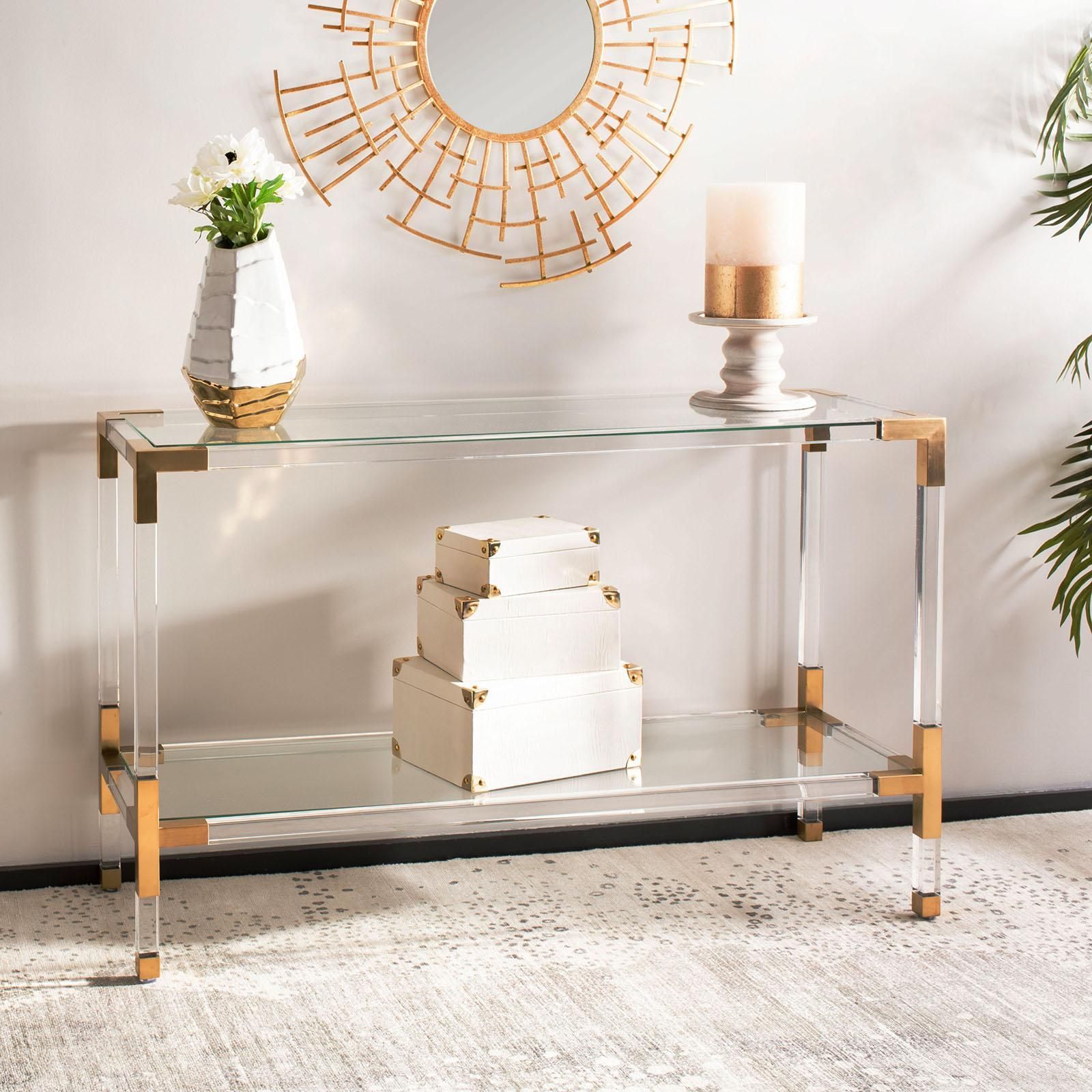 Safavieh Couture Arverne Console – Brass | Acrylic Console Table With Acrylic Console Tables (View 1 of 20)