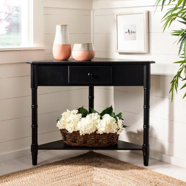 Safavieh Gomez Distressed Black Storage Console Table Amh5709b – The Inside Swan Black Console Tables (View 11 of 20)
