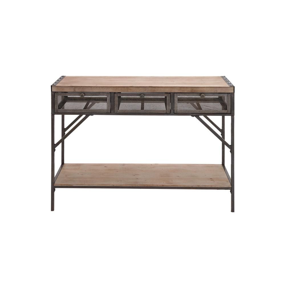 Safavieh Gomez Distressed Cream Storage Console Table Amh5709c – The With Regard To Aged Black Iron Console Tables (View 4 of 20)