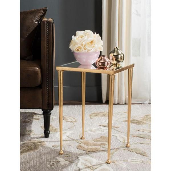 Safavieh Halyn Antique Gold Leaf End Table Fox2567a – The Home Depot Intended For Antiqued Gold Leaf Console Tables (View 7 of 20)