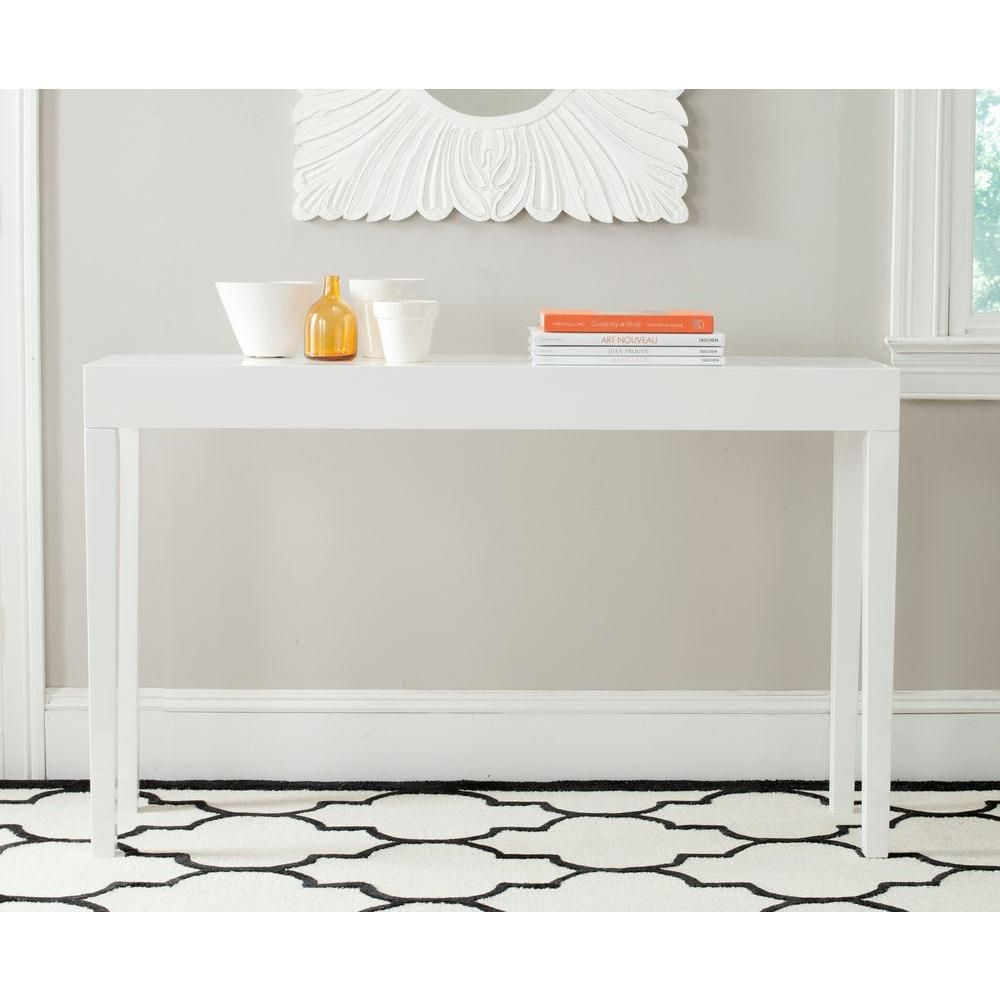 Safavieh Kayson White Console Table Fox4204a – The Home Depot Regarding Large Modern Console Tables (View 4 of 20)