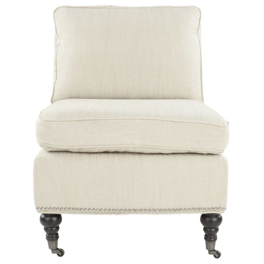 Safavieh Randy Casual Off White Linen Accent Chair At Lowes Regarding White Textured Round Accent Stools (View 10 of 20)