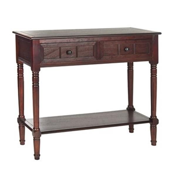 Safavieh Samantha 2 Drawer Rectangular Dark Cherry Wood Console Table Pertaining To Wood Rectangular Console Tables (View 7 of 20)