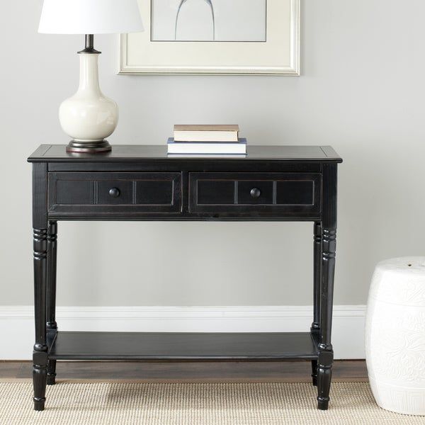 Safavieh Samantha Black 2 Drawer Console Table – Free Shipping Today Regarding Gray Wood Black Steel Console Tables (View 11 of 20)