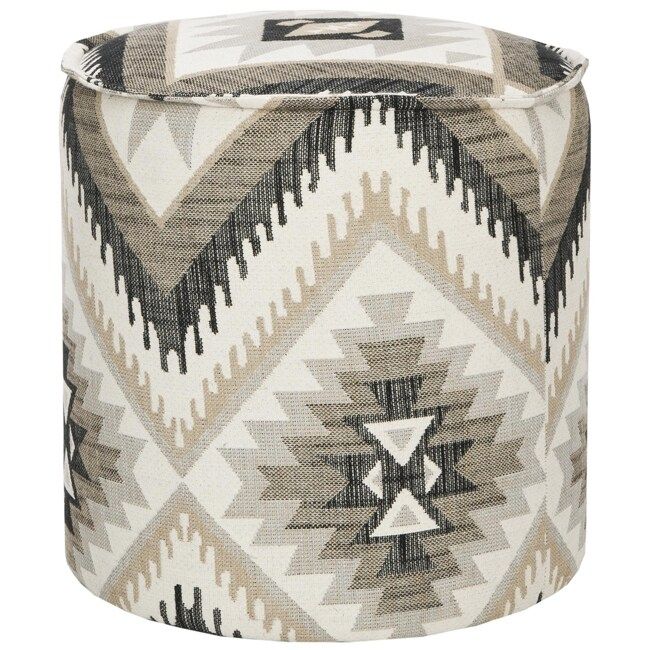 Safavieh Southwest White/ Grey Ottoman – 14485027 – Overstock Pertaining To Beige And White Ombre Cylinder Pouf Ottomans (View 17 of 20)