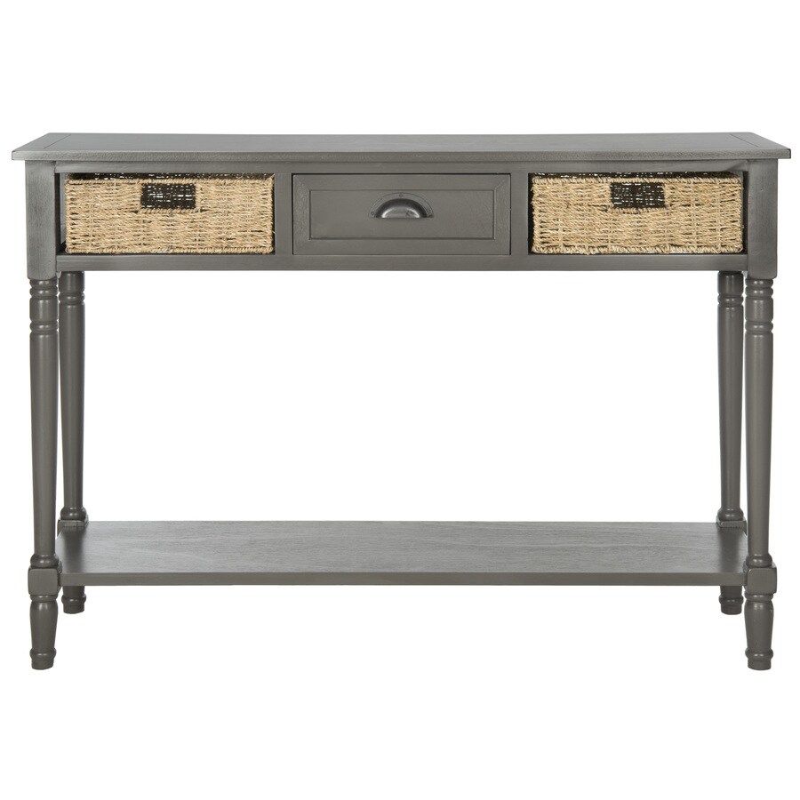 Safavieh Winifred Gray Wood Coastal Console Table At Lowes Throughout Gray Wood Black Steel Console Tables (View 18 of 20)