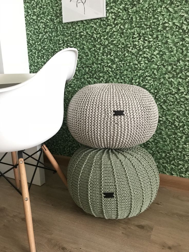 Sage Green Knitted Pouf Chartreuse Floor Pouf Ottoman Knitted | Etsy Inside Scandinavia Knit Tan Wool Cube Pouf Ottomans (View 11 of 20)