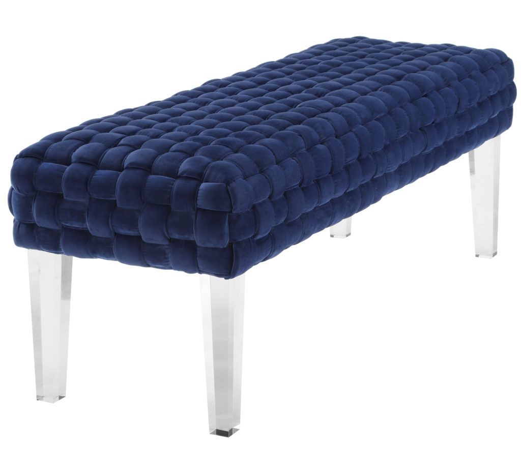 Sal Woven Navy Velvet Bench – Tov Furniture With Navy Velvet Fabric Benches (View 9 of 20)