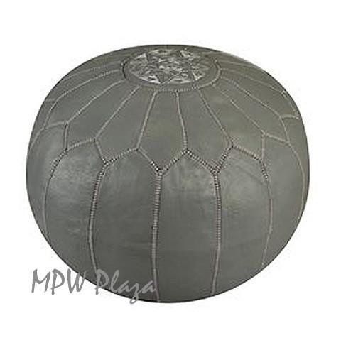 Sale Dark Grey Moroccan Leather Pouf / Ottoman With Regard To Gray Moroccan Inspired Pouf Ottomans (View 19 of 20)