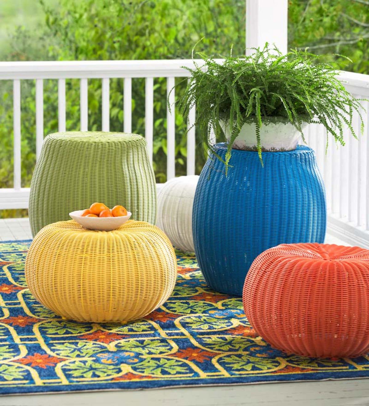 Sale! Large Tangier Wicker Outdoor Ottoman Pouf – Red | Plowhearth Intended For Woven Pouf Ottomans (View 20 of 20)