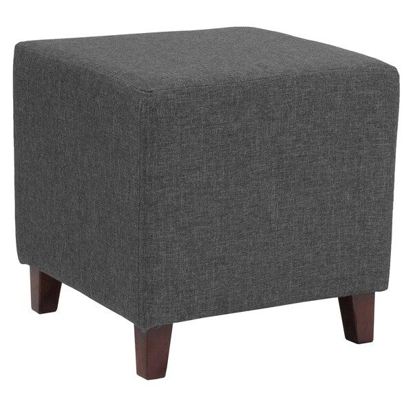 Salem Dark Grey Fabric Upholstered Cube Ottoman – Overstock – 20980156 Inside Solid Cuboid Pouf Ottomans (View 13 of 20)
