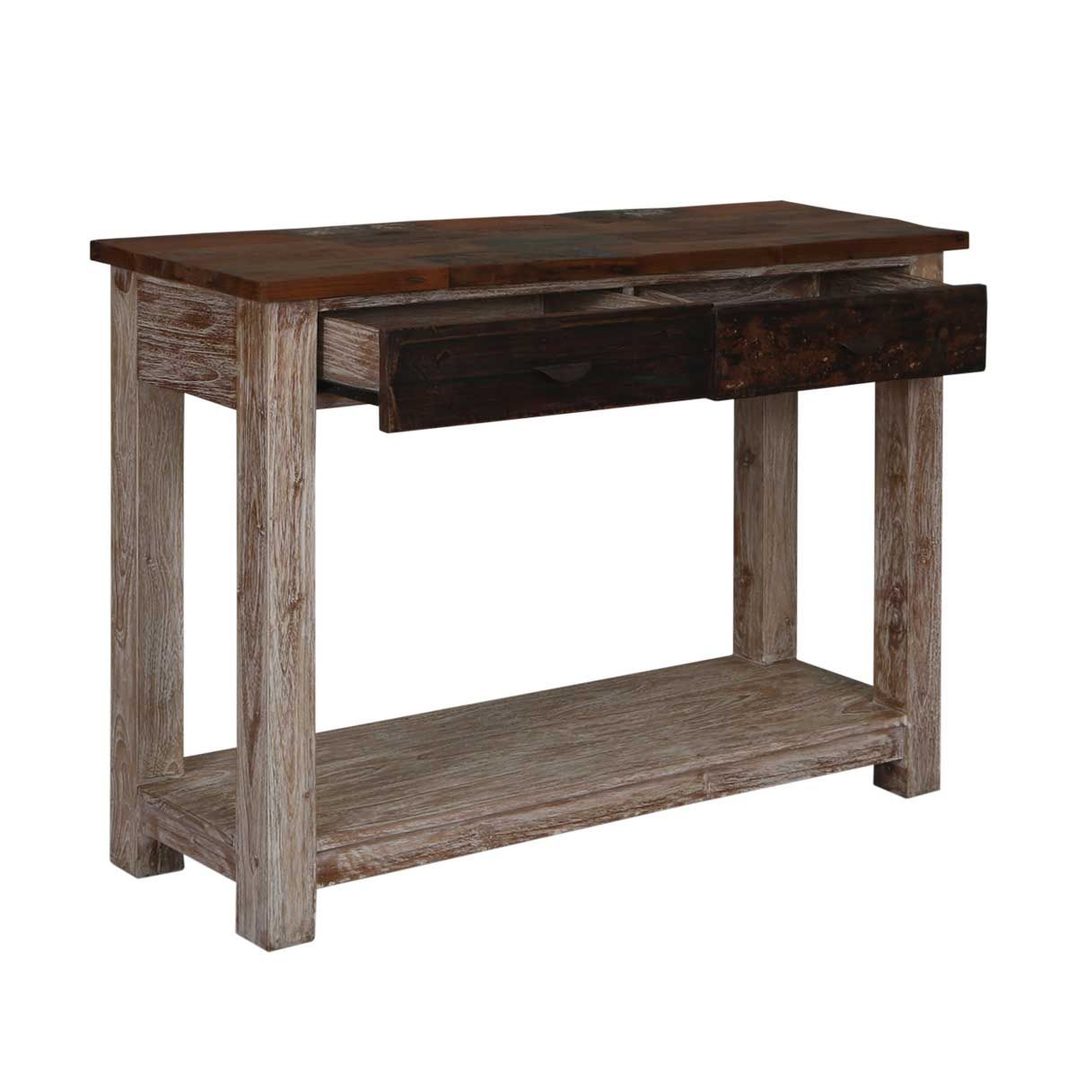 Santino Rugged Reclaimed Wood 2 Drawer Entryway Console Table Intended For Barnwood Console Tables (View 9 of 20)