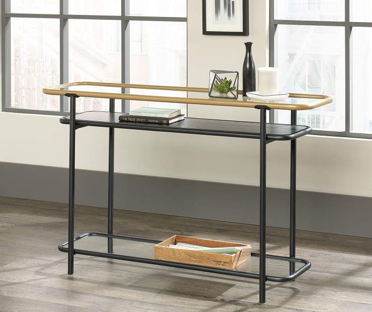 Sauder Boulevard Café Black Metal & Glass Console Table – Big Lots Intended For Black Metal Console Tables (View 6 of 20)