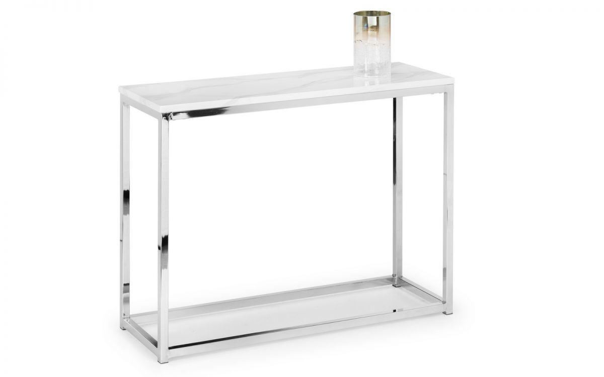 Scala White Marble Top Console Table | Julian Bowen Limited Inside White Stone Console Tables (View 18 of 20)