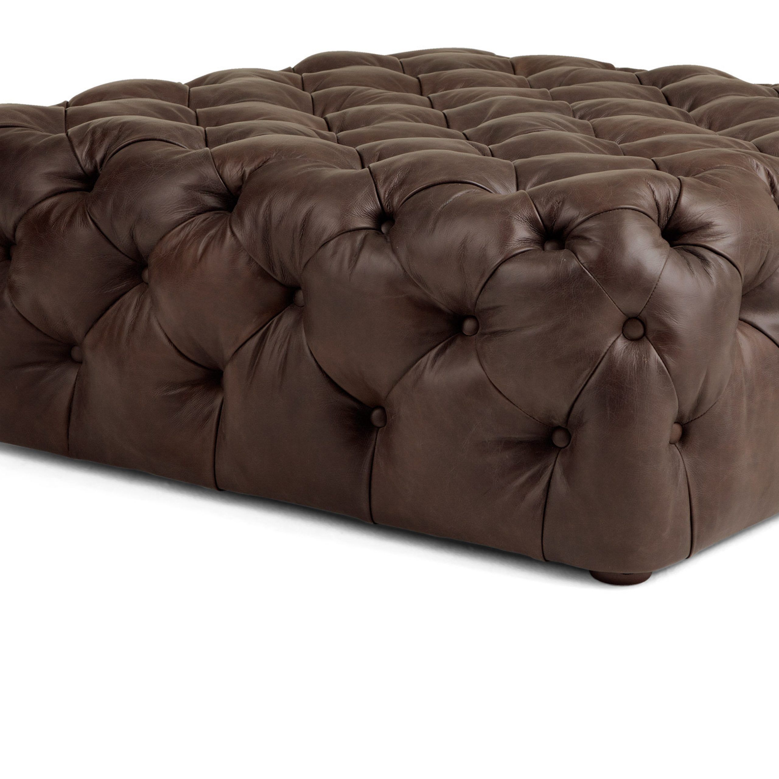 Scott Large Square Ottoman In Brown Premium Leather | Made With Regard To Brown Leather Square Pouf Ottomans (View 10 of 20)