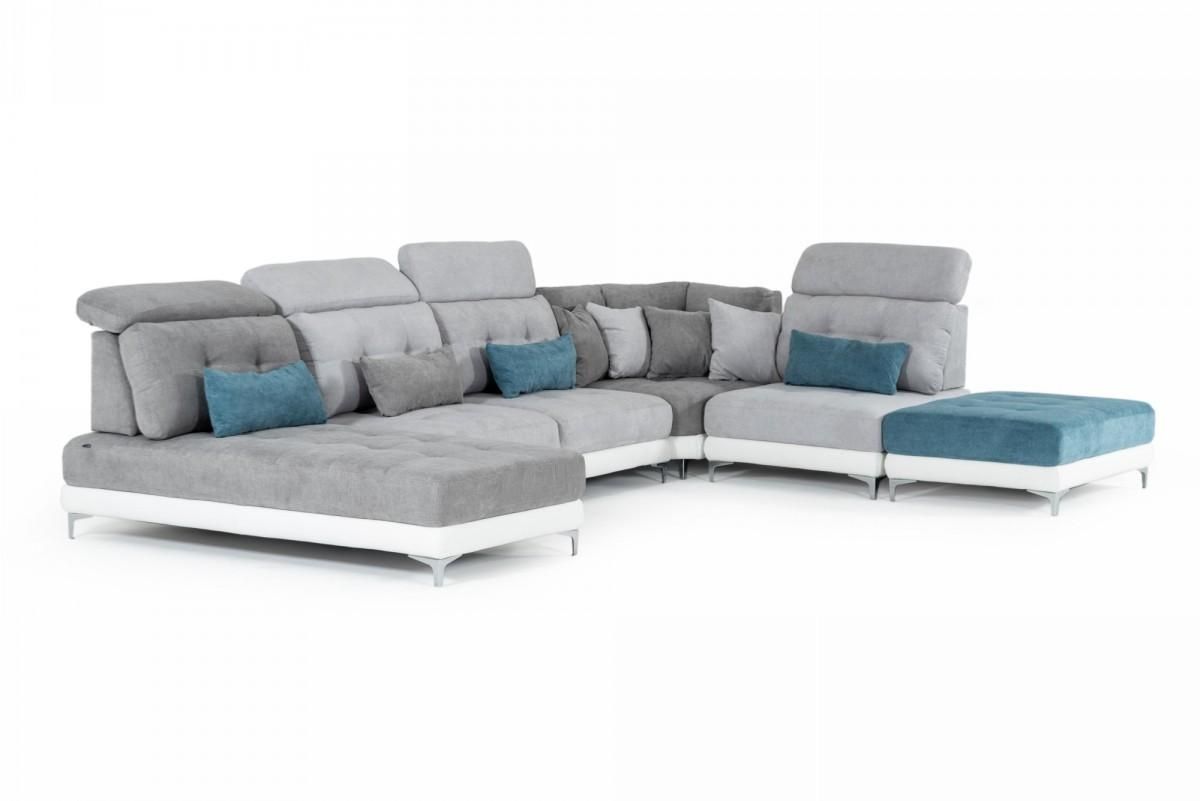Sectional Sofa 4pcs + Ottoman Multi Color Fabric Modern Made In Italy In Multi Color Fabric Square Ottomans (View 20 of 20)