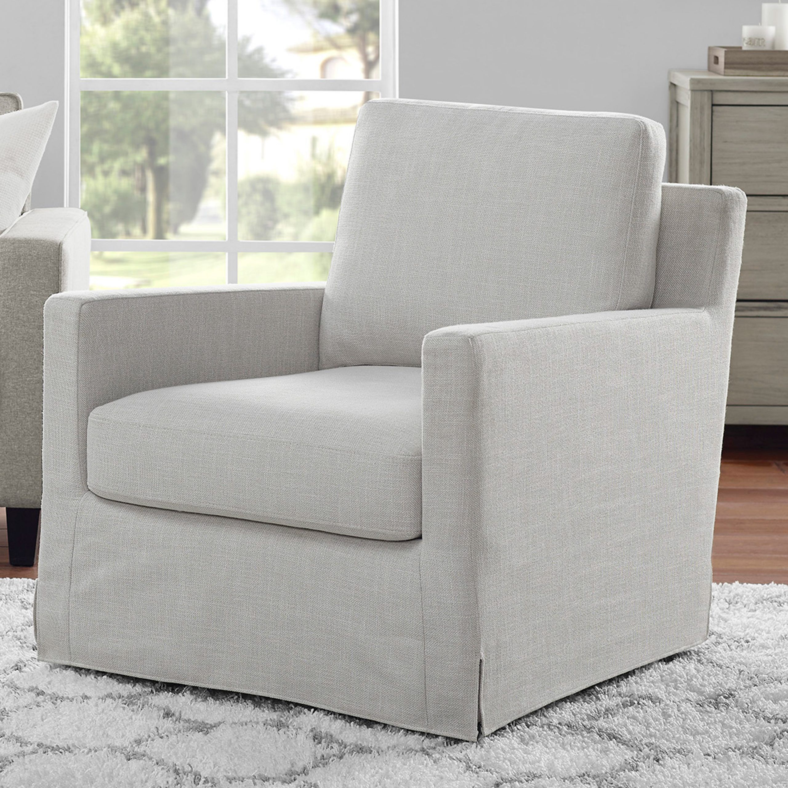 Serta Swivel Accent Chair With Arms, Light Gray Fabric Upholstery For Satin Gray Wood Accent Stools (View 11 of 20)