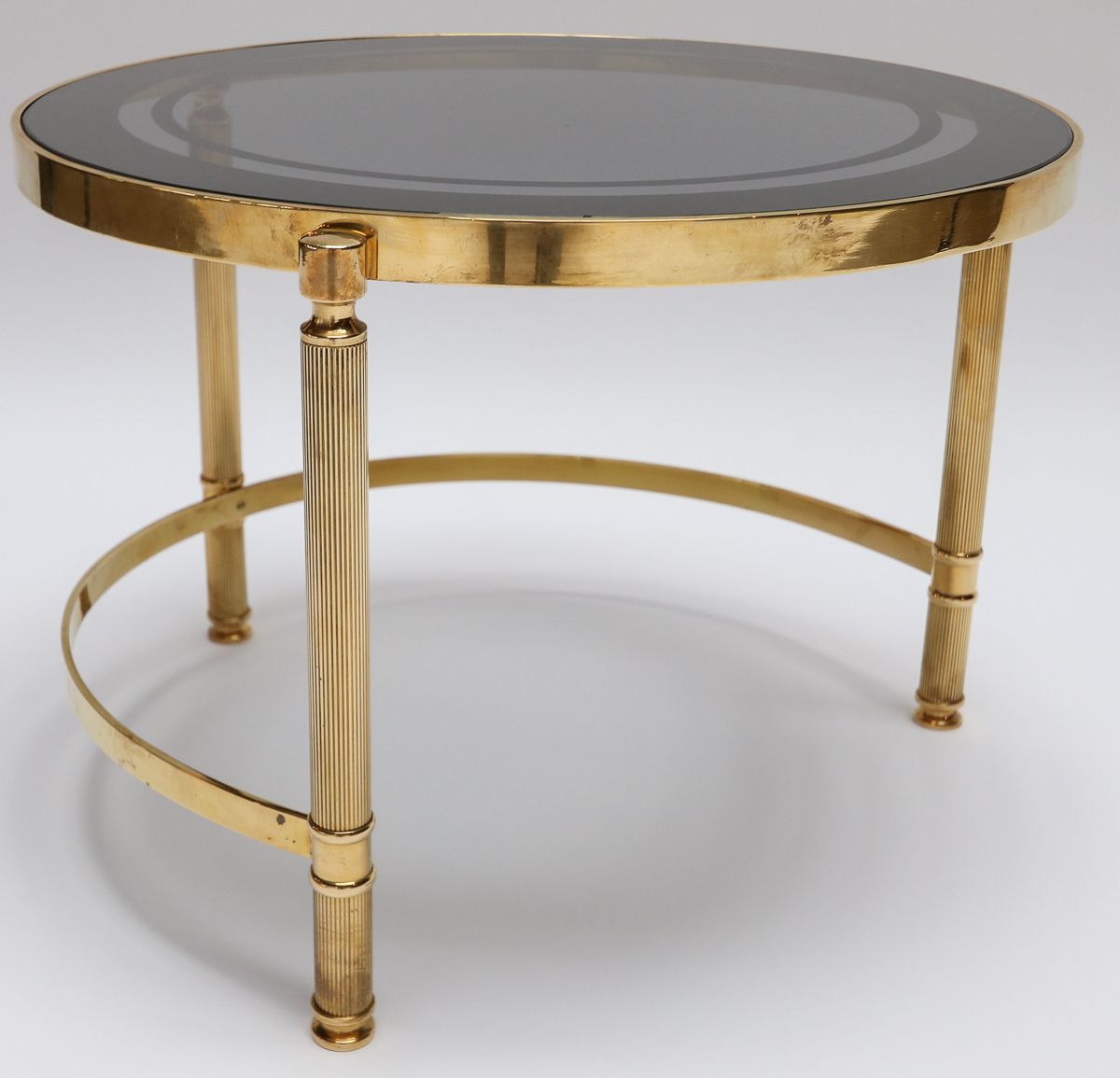 Set Of Three Brass Nesting Tables With Smoked Glass Tops – Adesso Imports Regarding Brass Smoked Glass Console Tables (View 3 of 20)