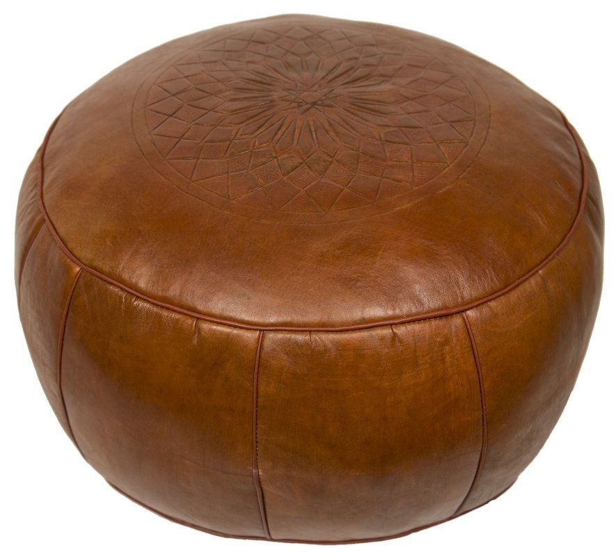 Seth Leather Ottoman | Leather Pouf Ottoman, Moroccan Leather Pouf For Gray Moroccan Inspired Pouf Ottomans (View 4 of 20)