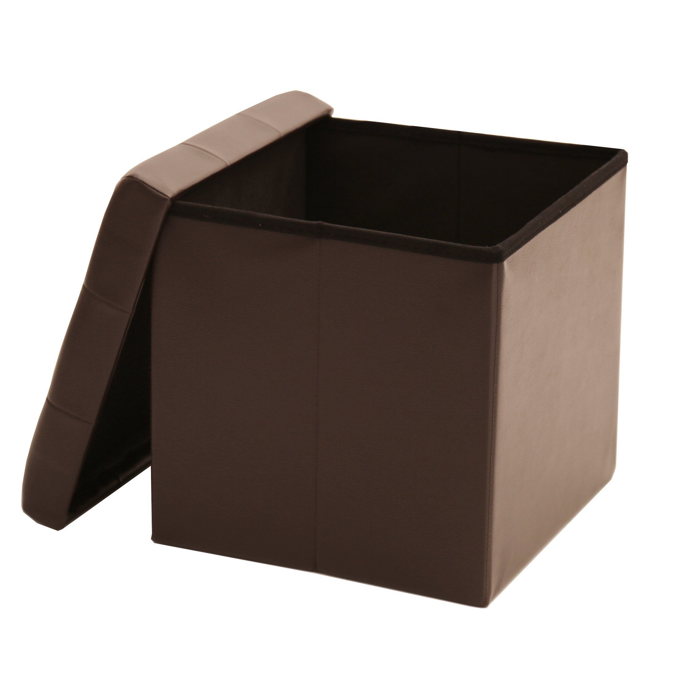 Seville Classics Foldable Faux Leather Storage Ottoman Espresso — You For Beige And Dark Gray Ombre Cylinder Pouf Ottomans (View 13 of 20)