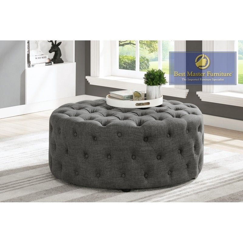 Sh002 Accent Ottoman | Best Master Furniture Color Dark Grey Regarding Navy And Light Gray Woven Pouf Ottomans (View 17 of 20)
