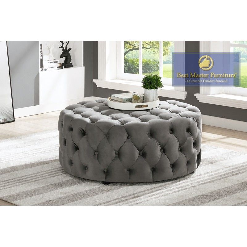 Sh002 Accent Ottoman | Best Master Furniture Intended For Round Gray And Black Velvet Ottomans Set Of  (View 9 of 20)
