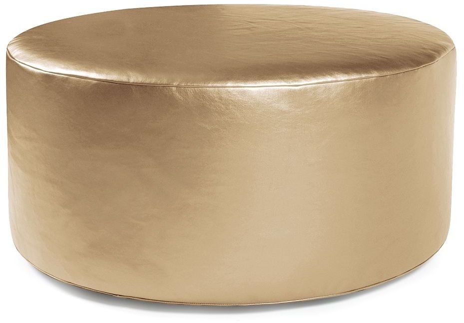 Shimmer Gold Universal 36" Round Ottoman, 132 880, Howard Elliot For Silver And White Leather Round Ottomans (View 8 of 20)