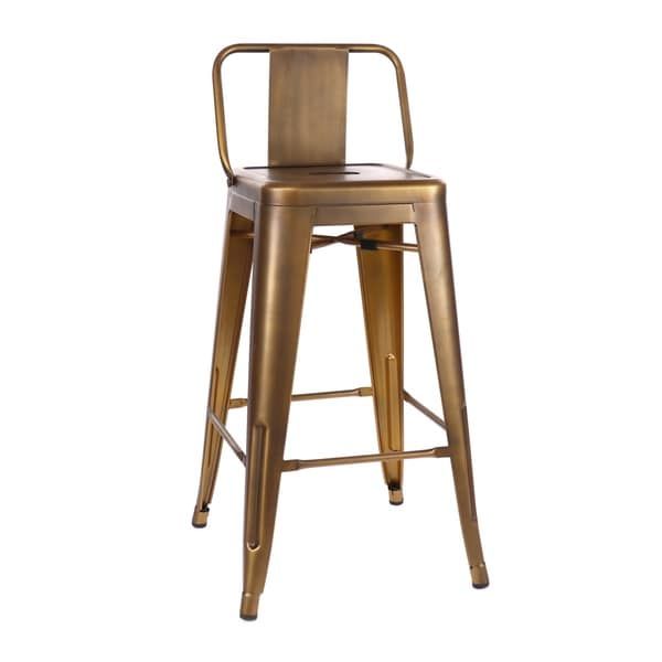 Shop Amalfi Vintage Brass Low Back Steel Counter Stool 26 Inch (set Of Inside Espresso Antique Brass Stools (View 16 of 20)