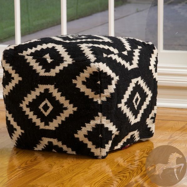 Shop Christopher Knight Home Sequoyah Black And White Wool Pouf Ottoman Regarding Gray Wool Pouf Ottomans (View 17 of 20)