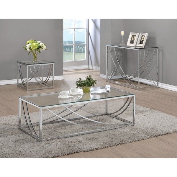 Shop Contemporary Chrome Glass Top Sofa Table – Free Shipping Today With Regard To Chrome And Glass Modern Console Tables (View 13 of 20)