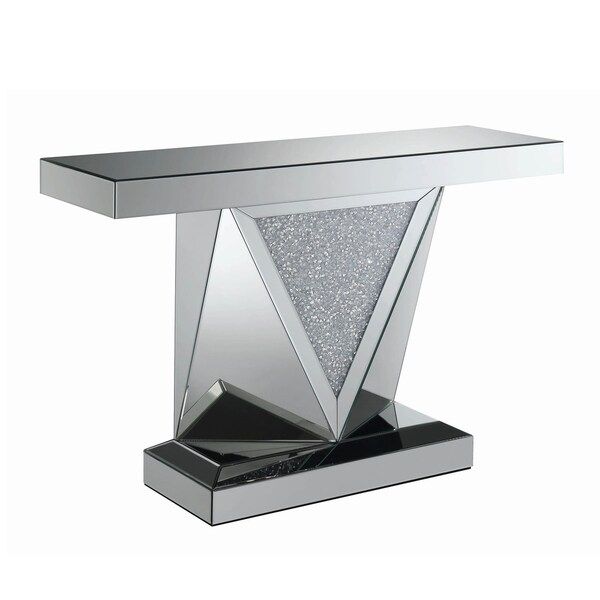 Shop Contemporary Sofa Table With Triangular Details And Glitter Front For Triangular Console Tables (View 18 of 20)