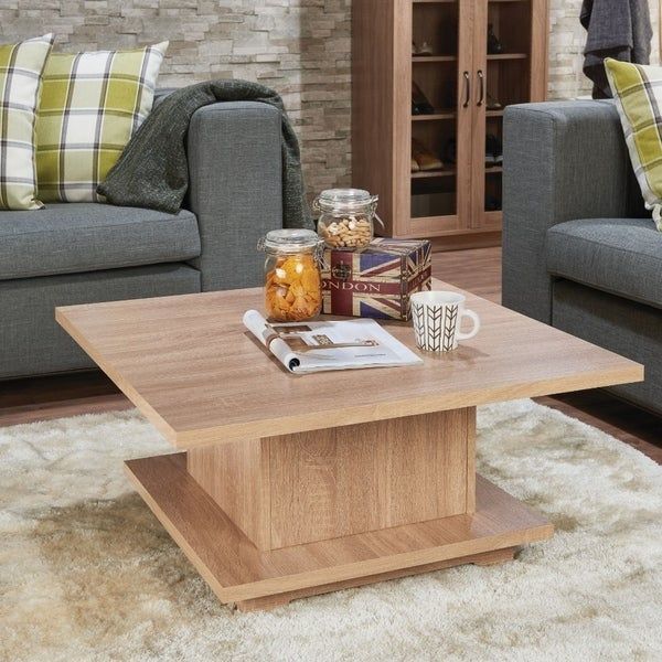 Shop Contemporary Square Wooden Coffee Table With Storage Compartment Within Espresso Wood Storage Console Tables (View 11 of 20)