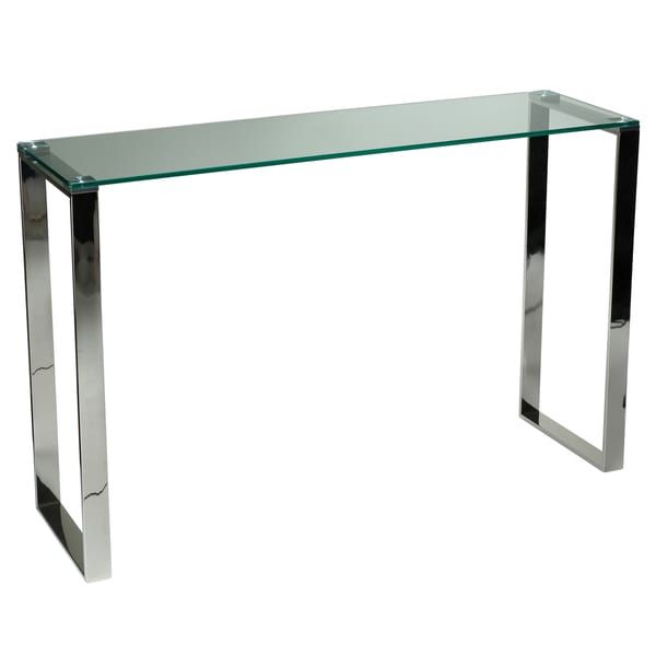 Shop Cortesi Home Remi Contemporary Chrome Finish Glass Console Table Pertaining To Glass And Chrome Console Tables (Gallery 20 of 20)