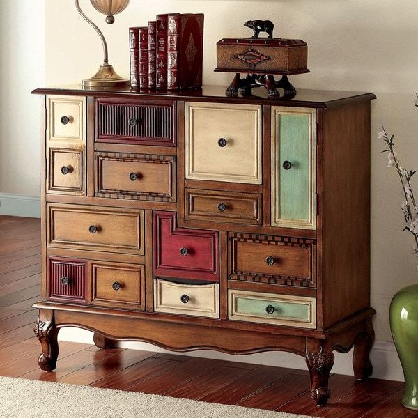 Shop Furniture Of America Cirque Vintage Style Multicolored Antique For Walnut Wood Storage Trunk Console Tables (View 2 of 20)