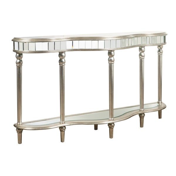Shop Hand Painted Distressed Metallic Silver Mirrored Console Table Throughout Silver Mirror And Chrome Console Tables (View 13 of 20)