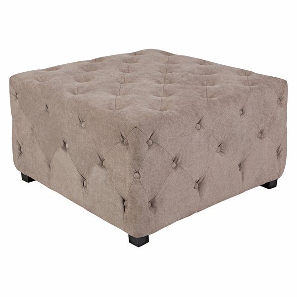 Shop Handy Living Duncan Parisian Tan Gray Velvet Large Tufted Cube With Regard To Gray And Cream Geometric Cuboid Pouf Ottomans (View 14 of 20)